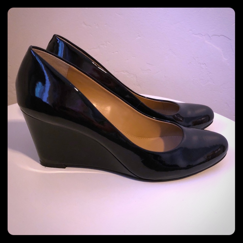 J.Crew Black Patent Leather Wedges